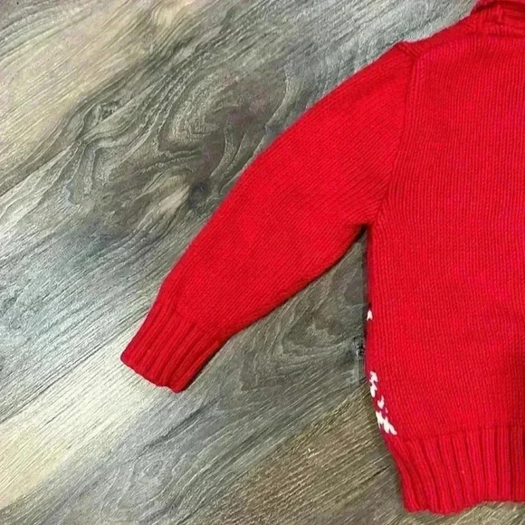 GAP Christmas shawl neck cardigan sweater toddler size 2 years red deer design - Picture 9 of 12